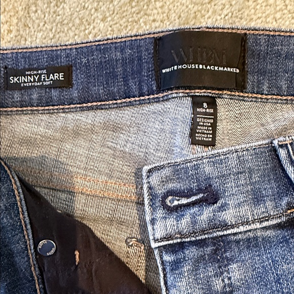 White House Black Market Denim Skinny Flare Jeans High Rise size 8 - Picture 2 of 6